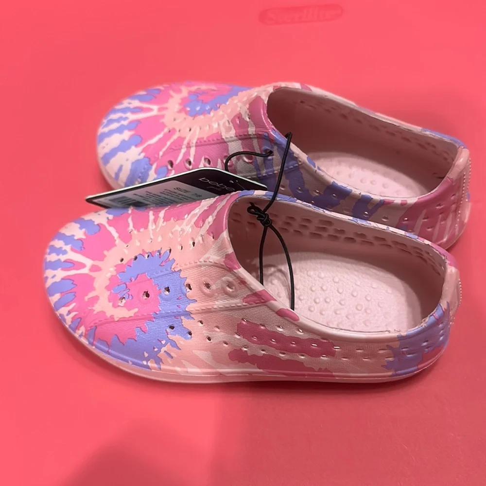 BEBE GIRLS TODDLER PINK/PURPLE TIE DYE WATER SHOES: NWT: SZ 7/8